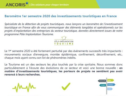 Baromètre de l’implantation touristique en France au 1er semestre 2020